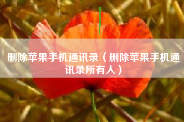 删除苹果手机通讯录(删除苹果手机通讯录所有人)